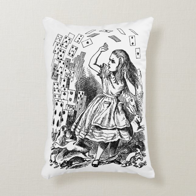 Vintage Alice i underlandet, uppspelningskort Prydnadskudde (Framsidan(Vertikal))