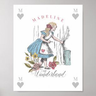 Vintage Alice i Wonderland Alice & Blommigtar Po Poster