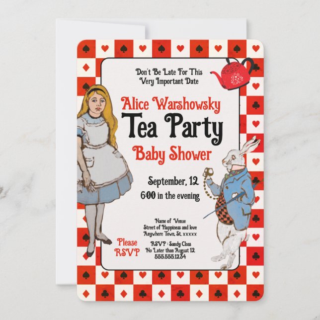 Vintage Alice i Wonderland Baby Shower (Framsida)