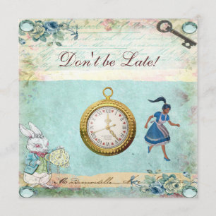 Vintage Alice i Wonderland Baby Shower Tea Party Inbjudningar