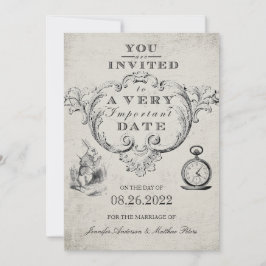 Vintage Alice i Wonderland Bröllop Inbjudningar