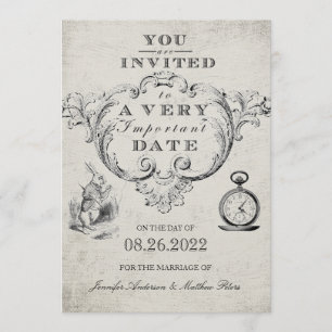 Vintage Alice i Wonderland Bröllop Inbjudningar