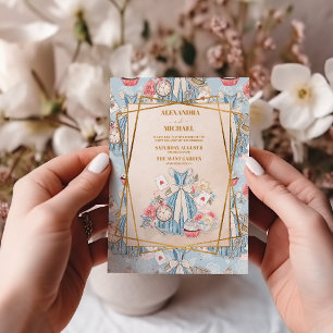 Vintage Alice i Wonderland Bröllop Inbjudningar