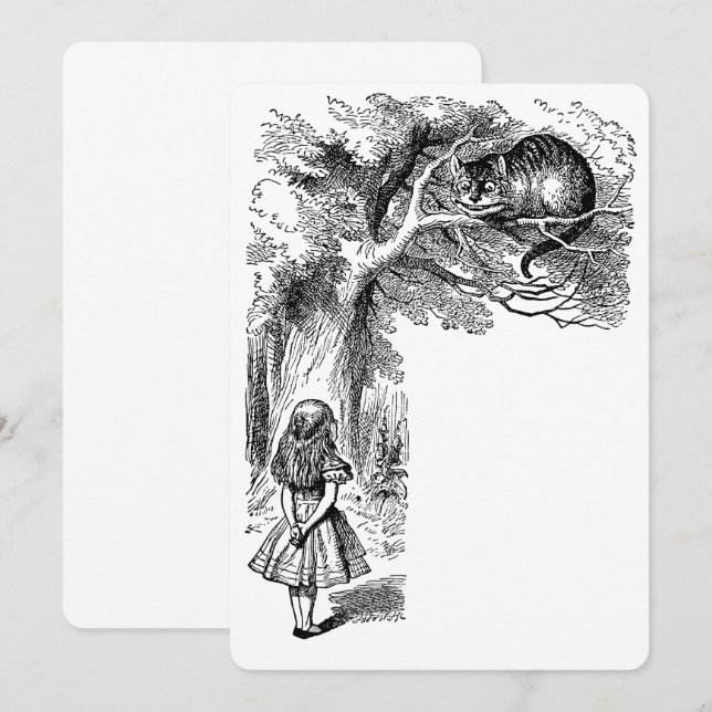 Vintage Alice i Wonderland Cat-inbjudan Inbjudningar (Fram/baksida)