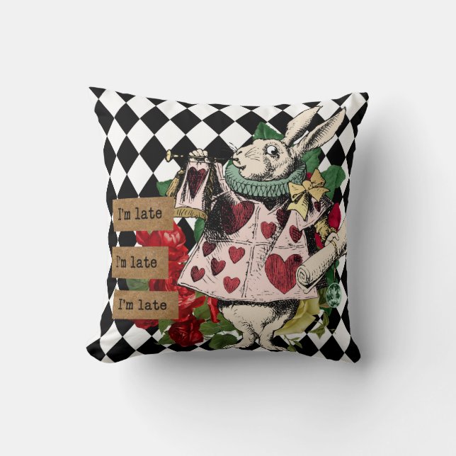 Vintage Alice i Wonderland Decoupage Kudde (Framsida)