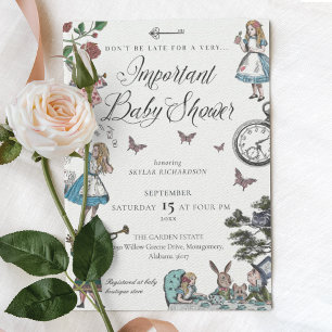 Vintage Alice i Wonderland Fairytale Baby Shower Inbjudningar