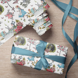 Vintage Alice i Wonderland Fairytale Storybook Presentpapper