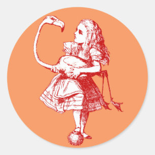 Vintage Alice i Wonderland Flamingo Runt Klistermärke