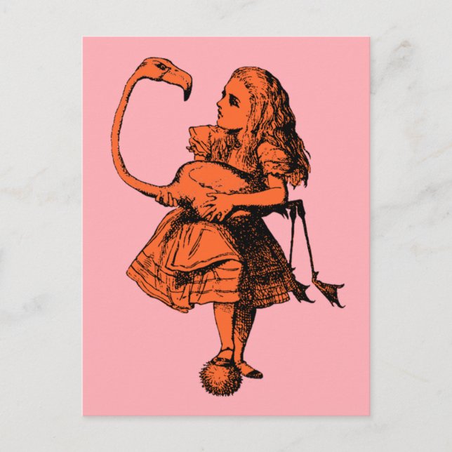 Vintage Alice i Wonderland Flamingo Vykort (Framsida)