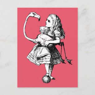 Vintage Alice i Wonderland Flamingo Vykort