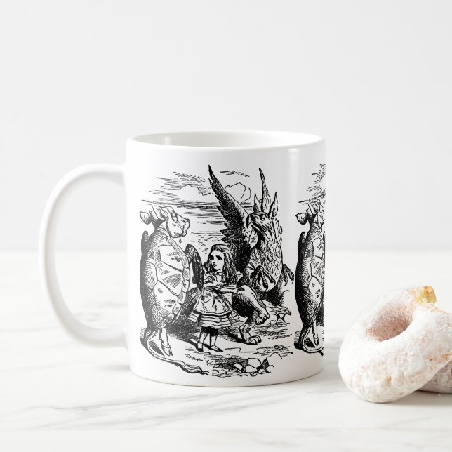Vintage Alice i Wonderland, Griffin, Mock Turtle Kaffemugg (Med munk)