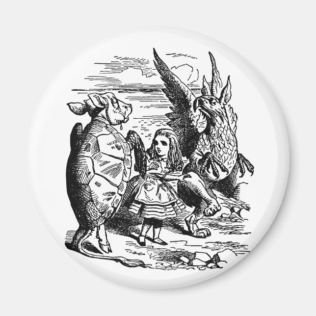 Vintage Alice i Wonderland, Griffin, Mock Turtle Magnet (Framsidan)