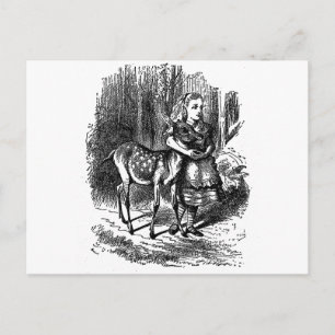 Vintage Alice i Wonderland hjort fawn bambi print Vykort