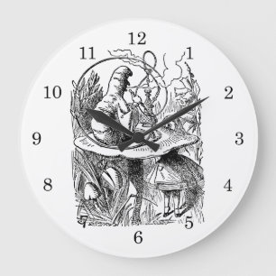 Vintage Alice i Wonderland Hookah Caterpelare Stor Klocka