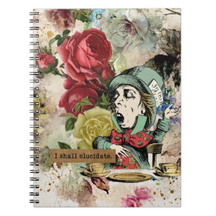 Vintage Alice i Wonderland Mad Hatter Anteckningsbok
