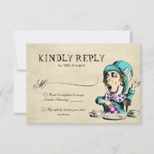 Vintage Alice i Wonderland Mad Hatter Bröllop OSA Kort
