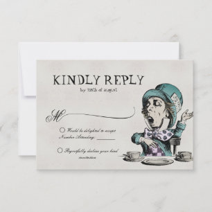 Vintage Alice i Wonderland Mad Hatter Bröllop OSA Kort