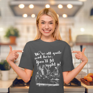 Vintage Alice i Wonderland Mad Hatter Quote Tee Shirt
