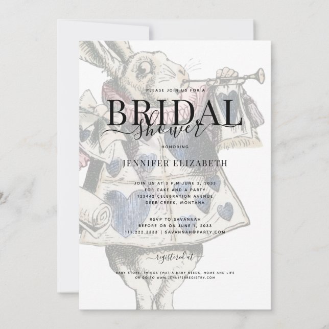 Vintage Alice i Wonderland Möhippa Inbjudningar (Framsida)