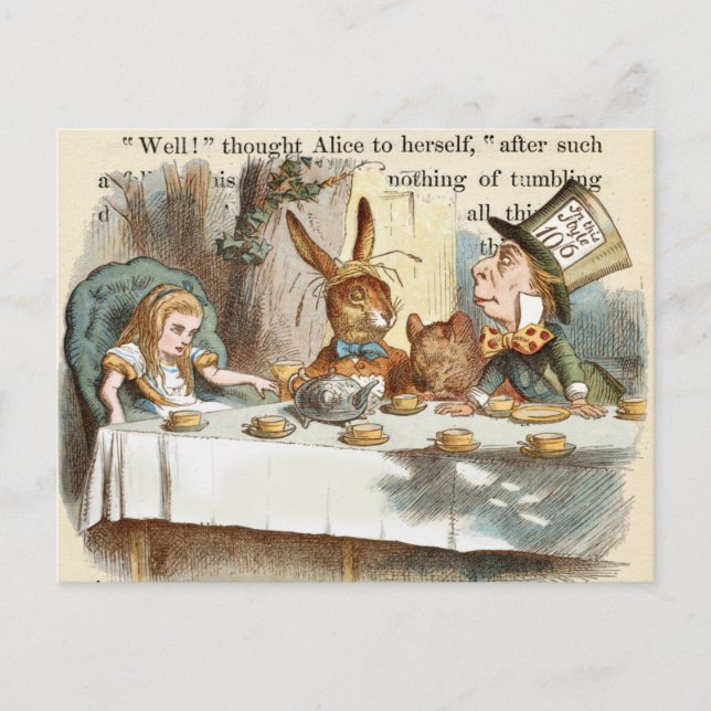 Vintage Alice i Wonderland Postcard Vykort (Framsida)
