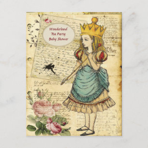 Vintage Alice i Wonderland Prinsessan Babyskor Inbjudningar