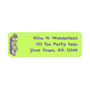 Vintage Alice i Wonderland Returadress Etikett