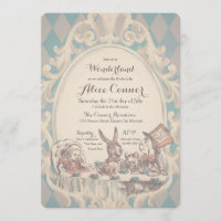 Vintage Alice i Wonderland Shower-inbjudningar