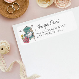 Vintage Alice i Wonderland Sitta i Gröntens ordför Returadress Etikett