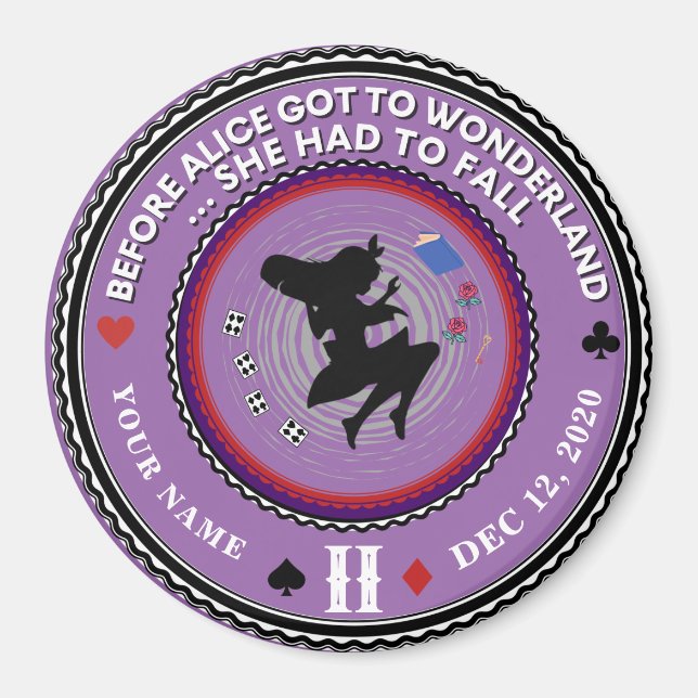 Vintage Alice i Wonderland Sobriety Medallion Magnet (Framsidan)