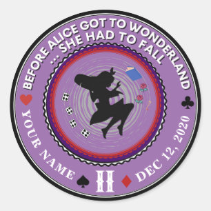 Vintage Alice i Wonderland Sobriety Medallion Runt Klistermärke
