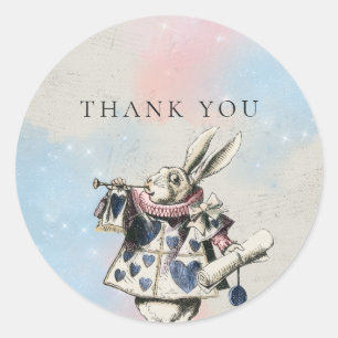 Vintage Alice i Wonderland Tack Runt Klistermärke