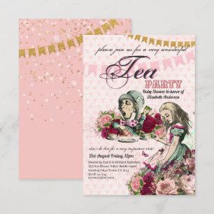 Vintage Alice i Wonderland Tea Party Anpassningsba Inbjudningar
