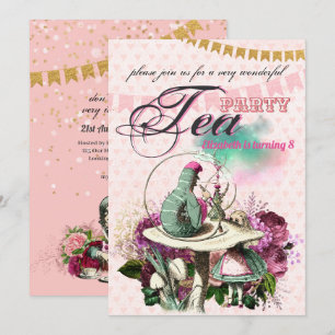 Vintage Alice i Wonderland Tea Party Anpassningsba Inbjudningar
