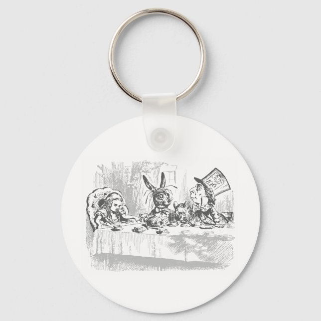 Vintage Alice i Wonderland Tea Party Keychain Nyckelring (Framsida)