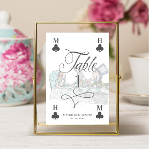 Vintage Alice i Wonderland Tea Party spelkort Bordsnummer