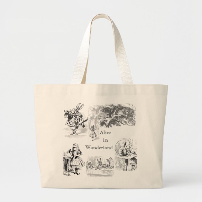 Vintage Alice i Wonderland ThMete Bag Jumbo Tygkasse (Framsidan)