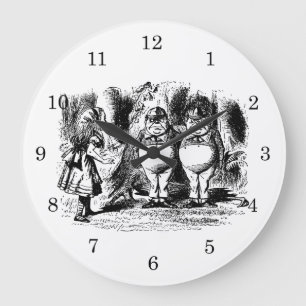 Vintage Alice i Wonderland, Tweedledum Tweedledee Stor Klocka