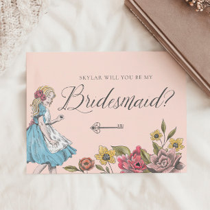 Vintage Alice i Wonderland Var min Bridesmaid? Inbjudan Vykort