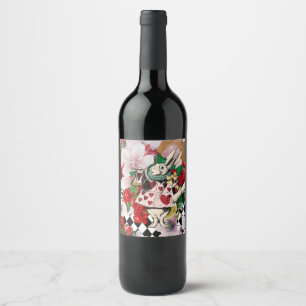 Vintage Alice i Wonderland Vinflaska Etikett