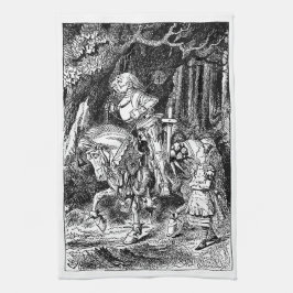 Vintage Alice i Wonderland White Knight på Horse Kökshandduk