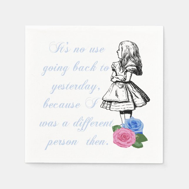 Vintage Alice i Wonderland White Papper Napkins Pappersservett (Framsidan)