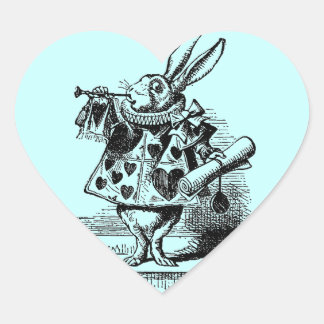 Vintage Alice i Wonderland White Rabbit Hjärtformat Klistermärke