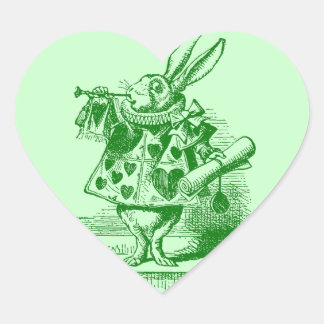 Vintage Alice i Wonderland White Rabbit Hjärtformat Klistermärke