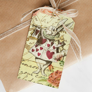 Vintage Alice i Wonderland White Rabbit Presentetikett