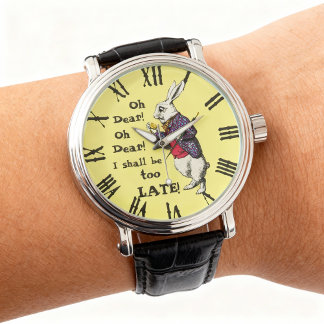 Vintage Alice i Wonderland White Rabbit Quote Armbandsur