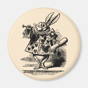 Vintage Alice i Wonderland White Rabbit som Herald Magnet