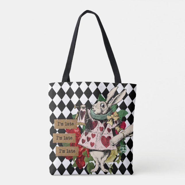 Vintage Alice i Wonderland White Rabbit Tygkasse (Baksida)