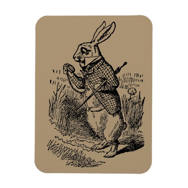 Vintage Alice i Wonderland, White Rabbit Watch Magnet (Vertikal)