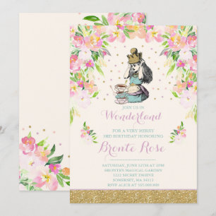 Vintage Alice in Wonderland Birthday-inbjudan Inbjudningar