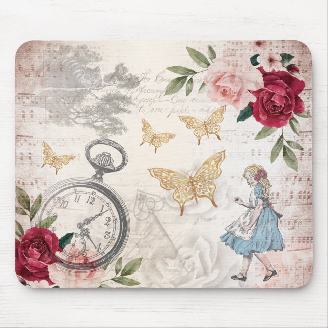 Vintage Alice in Wonderland Collage Decoupage Musmatta (Framsidan)